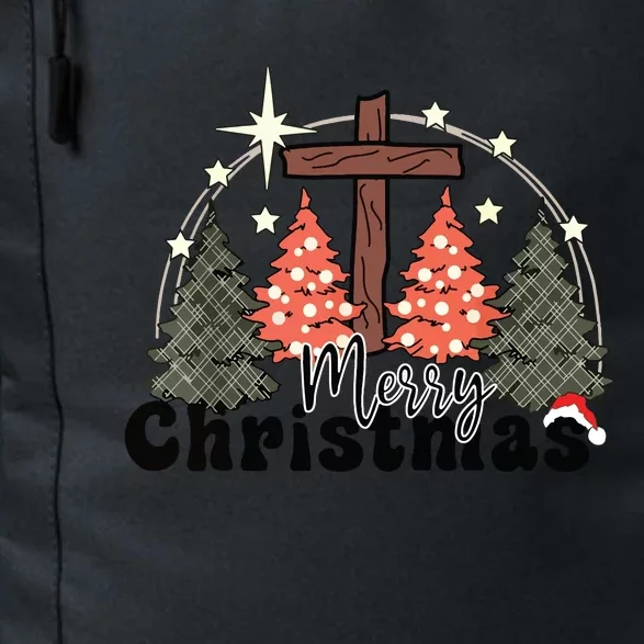 Buffalo Plaid Merry Christmas Tree Christian Cross Jesus Daily Commute Backpack