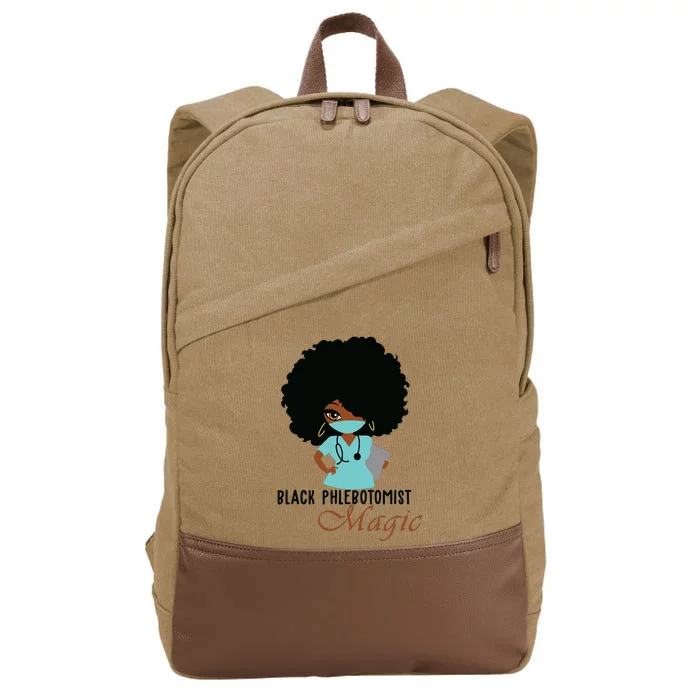 Black Phlebotomist Magic Gift Nurse Women Cotton Canvas Backpack