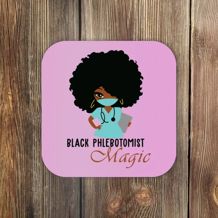 Black Phlebotomist Magic Gift Nurse Women Coaster