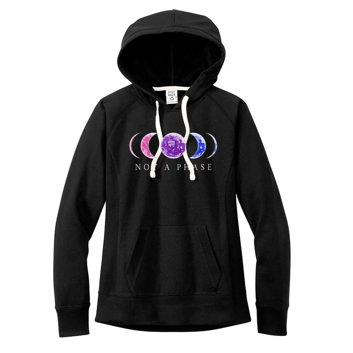 Bi Pride Not a Phase Moon Phase Bisexual Colors Women's Fleece Hoodie