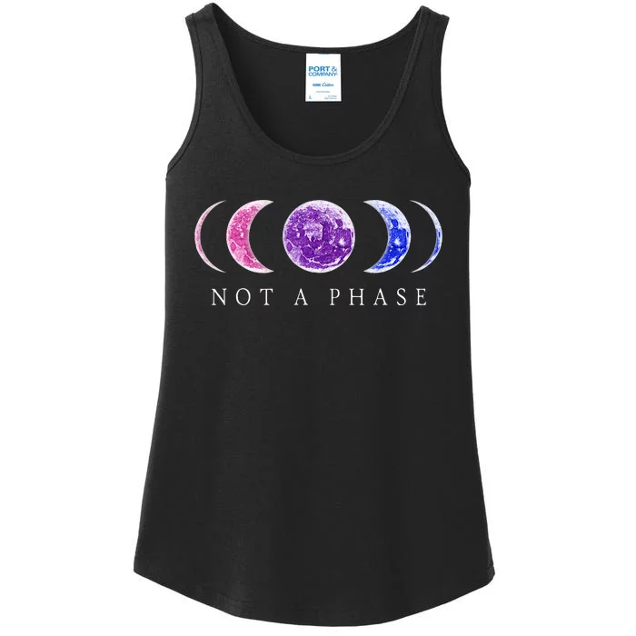 Bi Pride Not a Phase Moon Phase Bisexual Colors Ladies Essential Tank