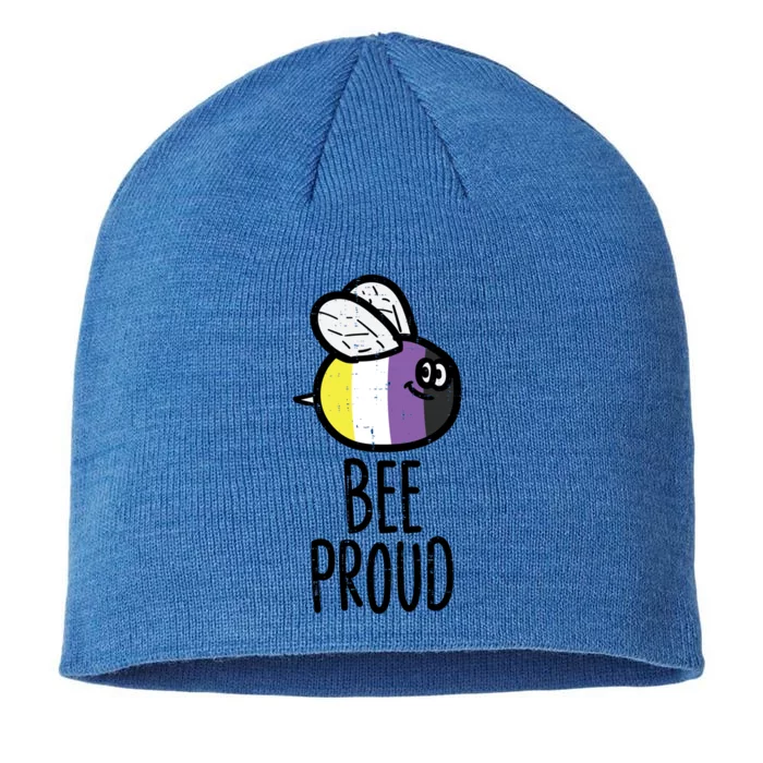 Bee Proud Nonbinary Pride Non Binary Enby Nb Flag Lgbtq Funny Gift 8 1/2in Sustainable Knit Beanie