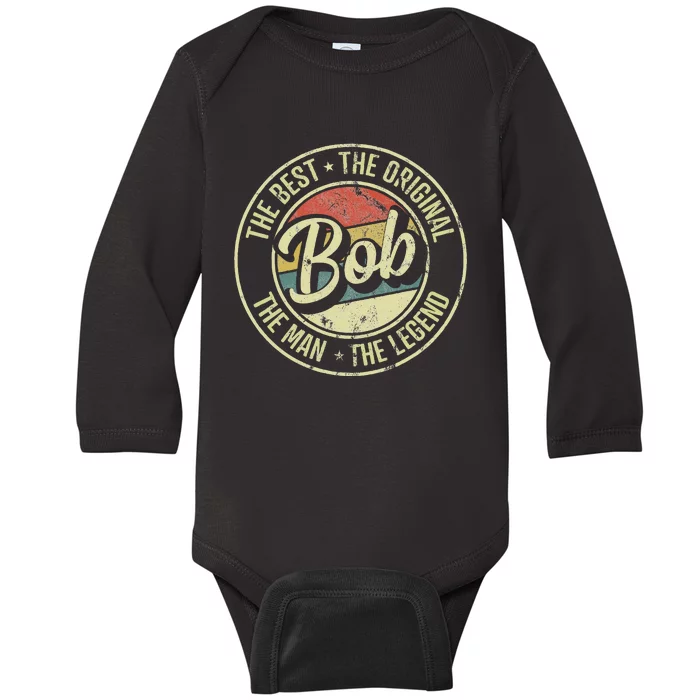 Bob Personal Name First Name Retro Bob Baby Long Sleeve Bodysuit