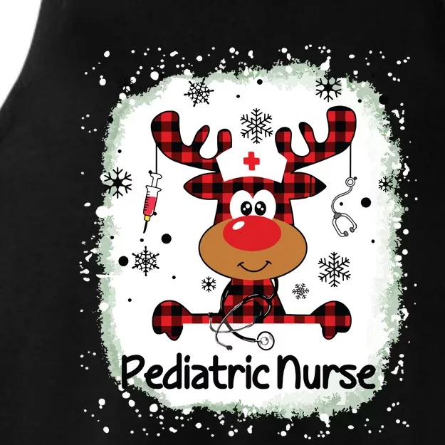 Bleached Pediatric Nurse Life Reindeer Christmas Xmas Pajama Ladies Tri-Blend Wicking Tank