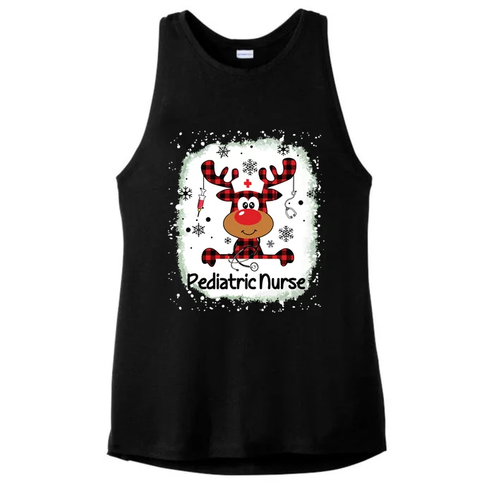 Bleached Pediatric Nurse Life Reindeer Christmas Xmas Pajama Ladies Tri-Blend Wicking Tank