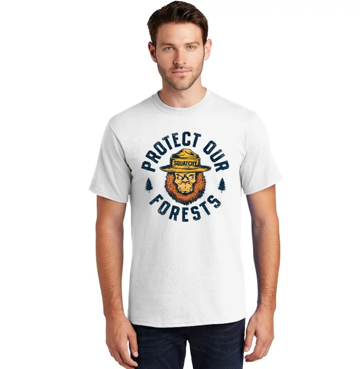 Bigfoot Protect Our Forests National Park Retro Sasquatch Tall T-Shirt