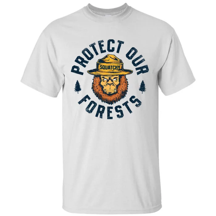 Bigfoot Protect Our Forests National Park Retro Sasquatch Tall T-Shirt