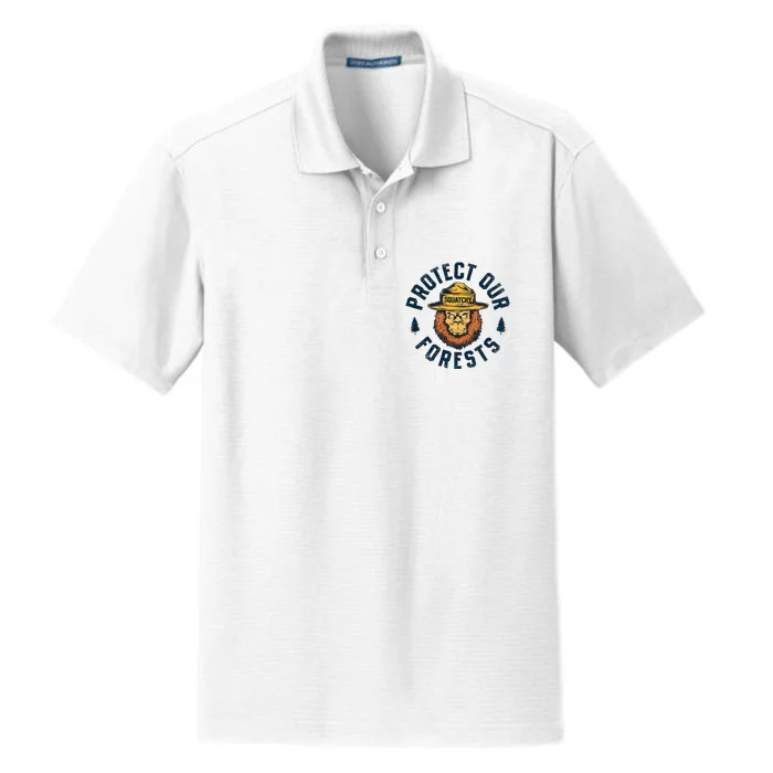 Bigfoot Protect Our Forests National Park Retro Sasquatch Dry Zone Grid Performance Polo