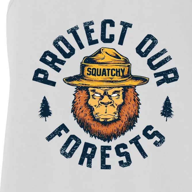 Bigfoot Protect Our Forests National Park Retro Sasquatch Women's Racerback Tank