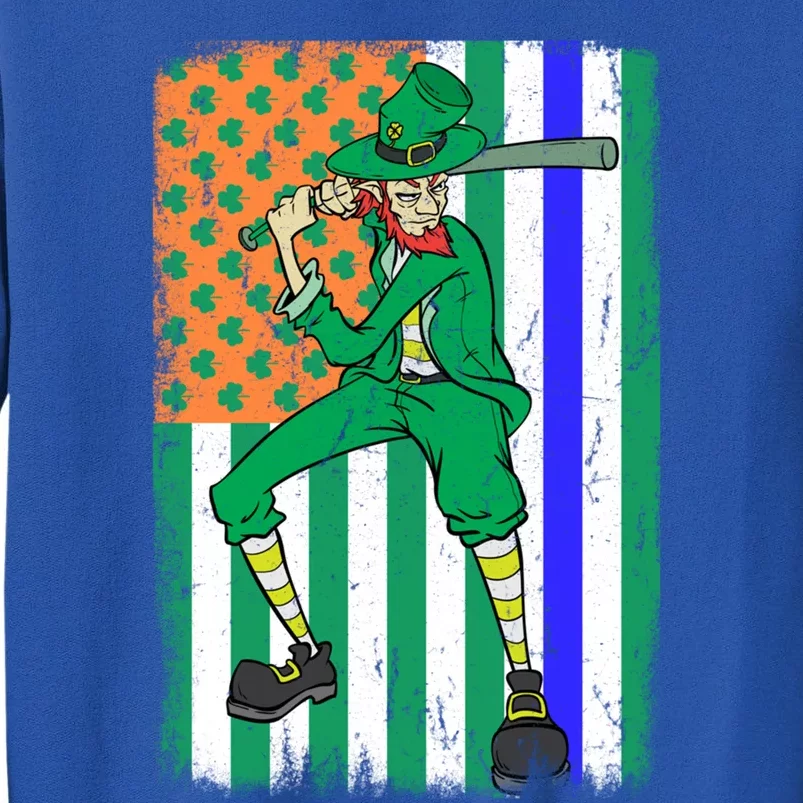 Baseball Police Officer Cop Irish Usa Flag St Patrick's Day Cute Gift Tall Sweatshirt