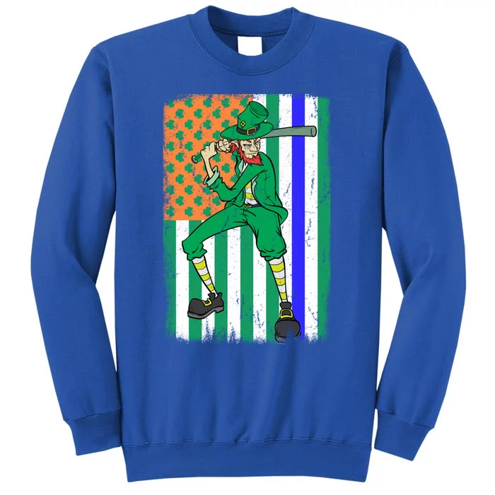 Baseball Police Officer Cop Irish Usa Flag St Patrick's Day Cute Gift Tall Sweatshirt