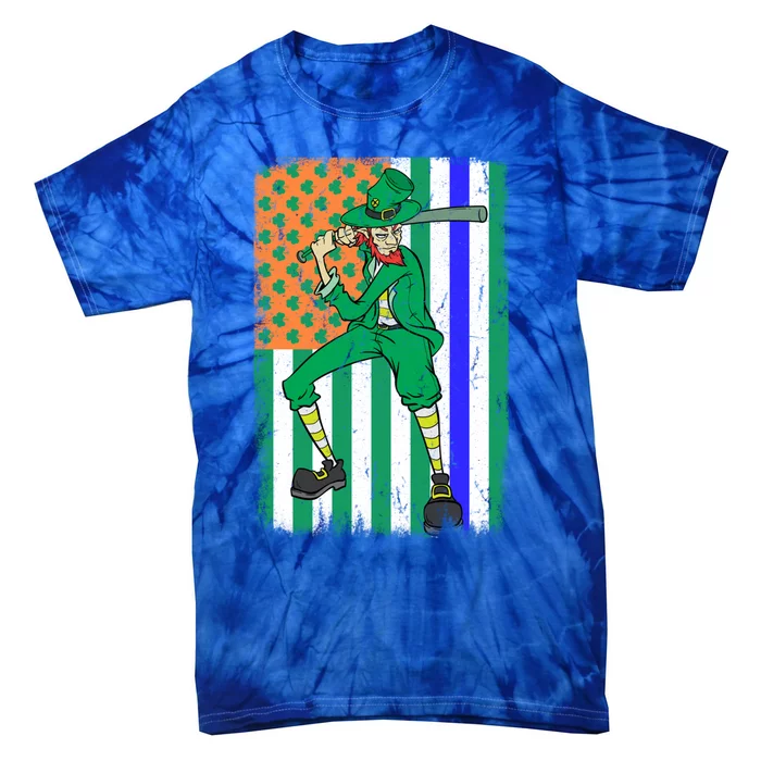 Baseball Police Officer Cop Irish Usa Flag St Patrick's Day Cute Gift Tie-Dye T-Shirt