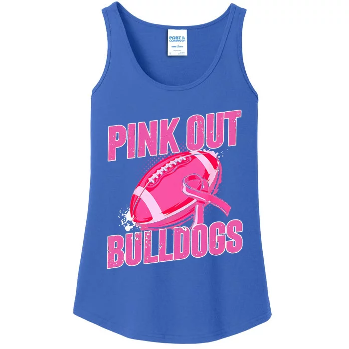 Bulldogs Pink Out Football Tackle Breast Cancer Ladies Essential Tank