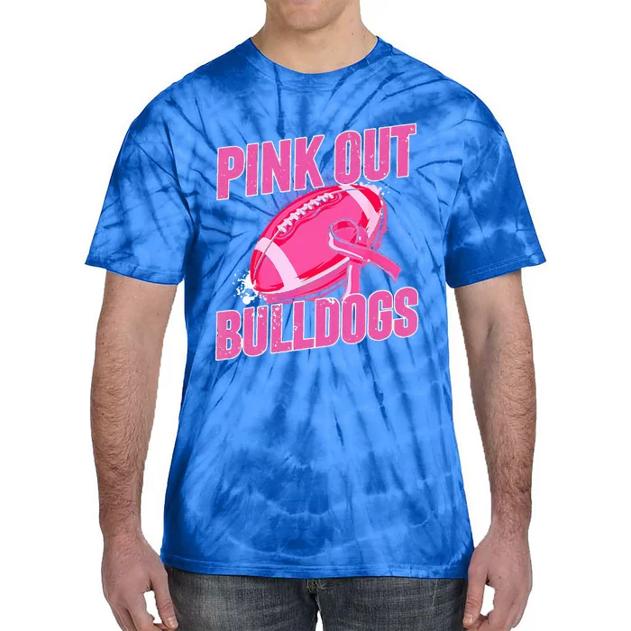 Bulldogs Pink Out Football Tackle Breast Cancer Tie-Dye T-Shirt