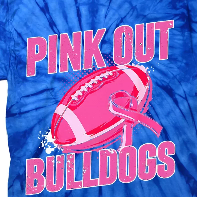 Bulldogs Pink Out Football Tackle Breast Cancer Tie-Dye T-Shirt