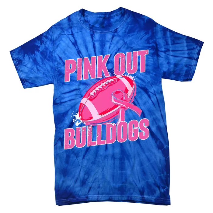 Bulldogs Pink Out Football Tackle Breast Cancer Tie-Dye T-Shirt