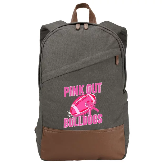 Bulldogs Pink Out Football Tackle Breast Cancer Cotton Canvas Backpack