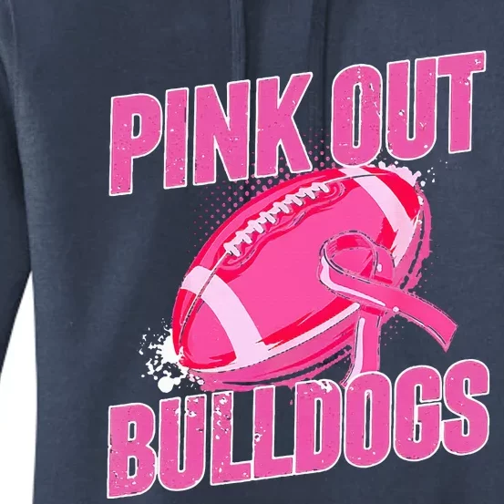 Bulldogs Pink Out Football Tackle Breast Cancer Women's Pullover Hoodie