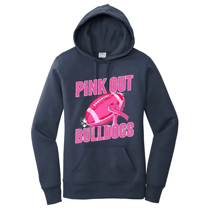 Bulldogs Pink Out Football Tackle Breast Cancer Women's Pullover Hoodie