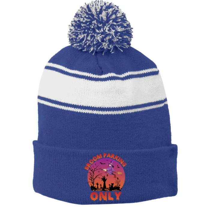 Broom Parking Only Gift Stripe Pom Pom Beanie