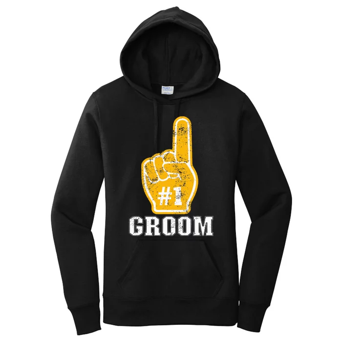 Bachelor Party Orange Foam Finger Groom Women's Pullover Hoodie