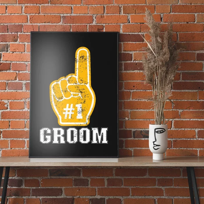 Bachelor Party Orange Foam Finger Groom Poster