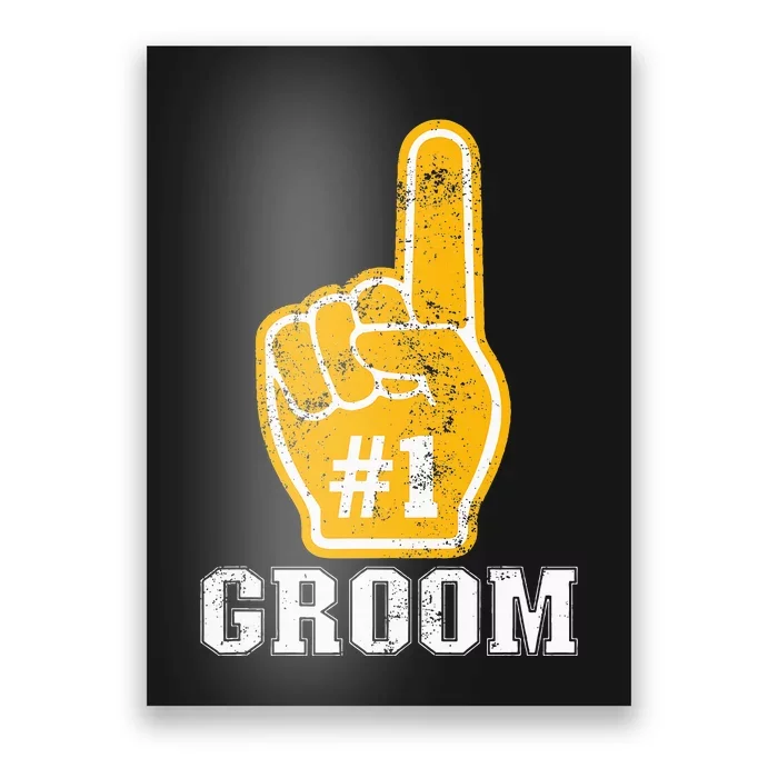 Bachelor Party Orange Foam Finger Groom Poster