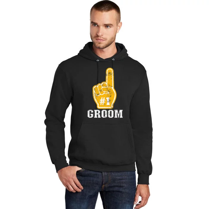 Bachelor Party Orange Foam Finger Groom Tall Hoodie