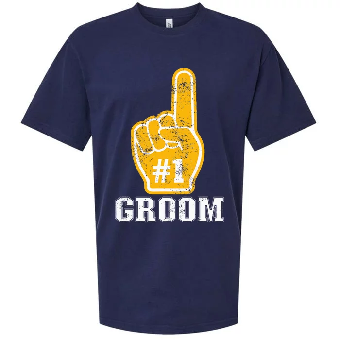 Bachelor Party Orange Foam Finger Groom Sueded Cloud Jersey T-Shirt