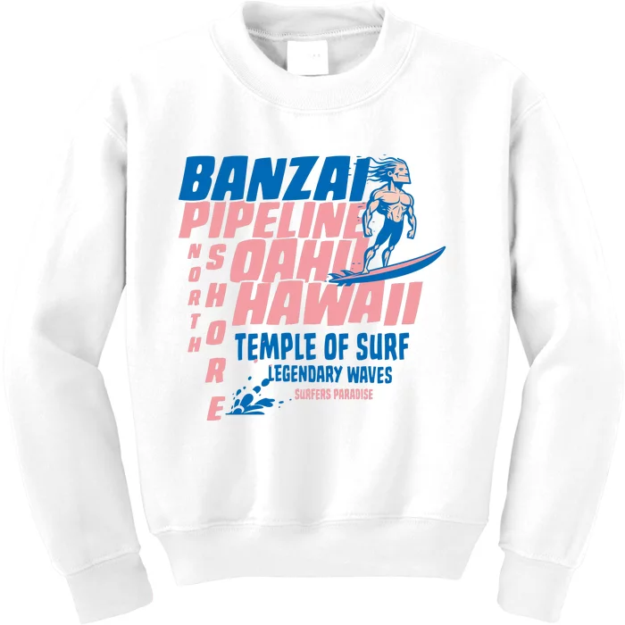 Banzai Pipeline Oahu Hawaii Surfing Kids Sweatshirt