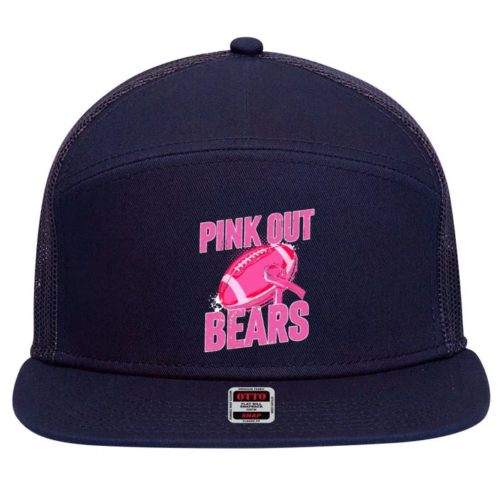 Bears Pink Out Football Tackle Breast Cancer 7 Panel Mesh Trucker Snapback Hat