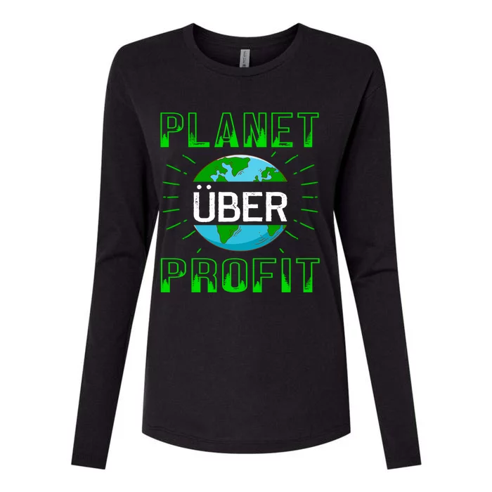 Backprint Planet Over Profit Gift Womens Cotton Relaxed Long Sleeve T-Shirt