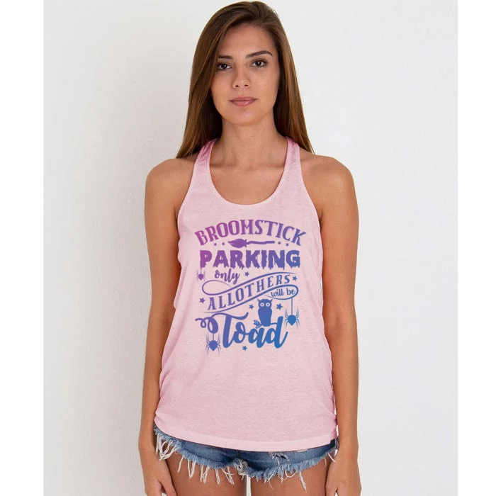 Broomstick Parking Only All Others Will Be Toad Halloween Gift Women's Knotted Racerback Tank