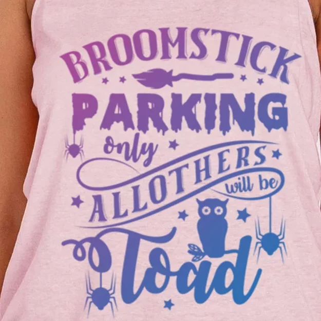 Broomstick Parking Only All Others Will Be Toad Halloween Gift Women's Knotted Racerback Tank