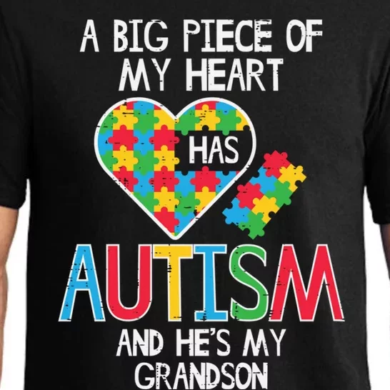 Big Piece Of My Heart Has Autism Grandson Awareness Puzzle Gift Pajama Set