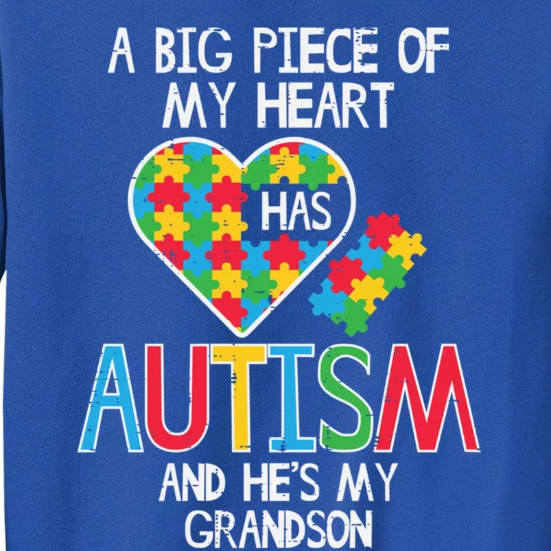 Big Piece Of My Heart Has Autism Grandson Awareness Puzzle Gift Tall Sweatshirt