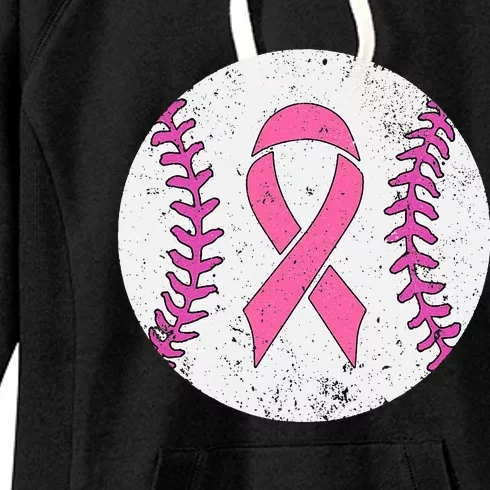 Baseball Player Pink Ribbon Breast Cancer Awareness Costume Women's Fleece Hoodie