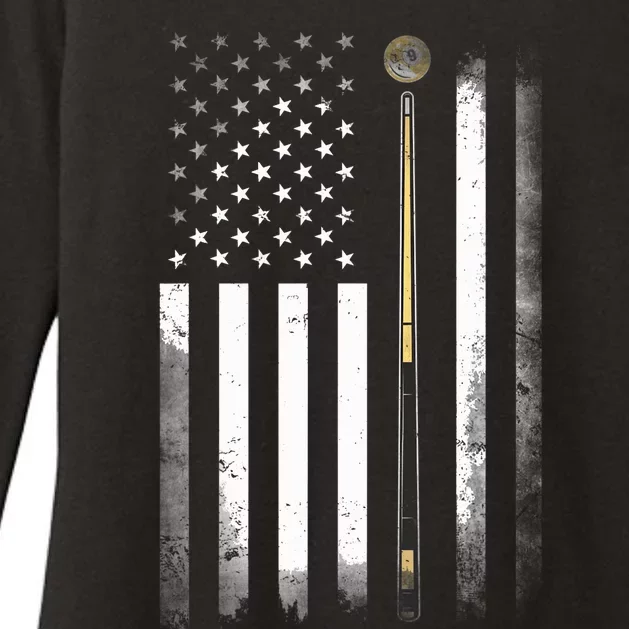 Billiards Pool Player Table USA US American Flag Womens CVC Long Sleeve Shirt