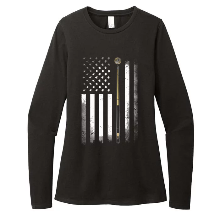 Billiards Pool Player Table USA US American Flag Womens CVC Long Sleeve Shirt