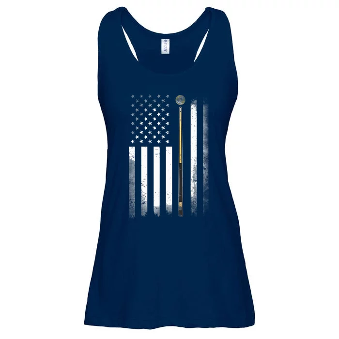 Billiards Pool Player Table USA US American Flag Ladies Essential Flowy Tank