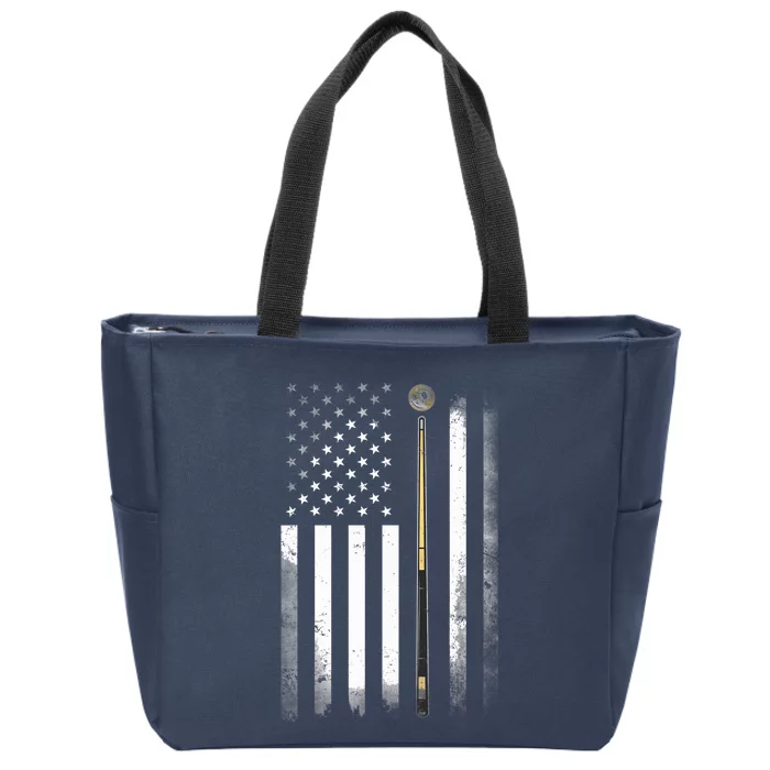 Billiards Pool Player Table USA US American Flag Zip Tote Bag