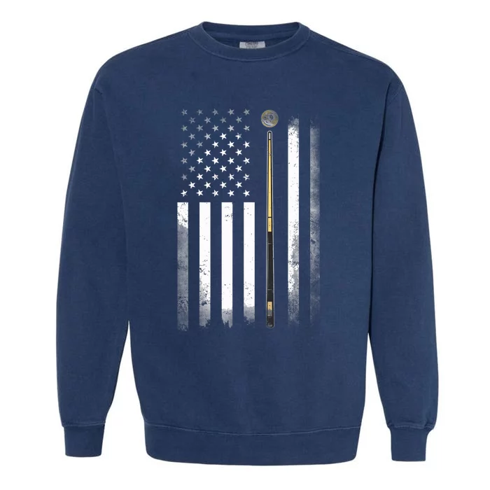 Billiards Pool Player Table USA US American Flag Garment-Dyed Sweatshirt