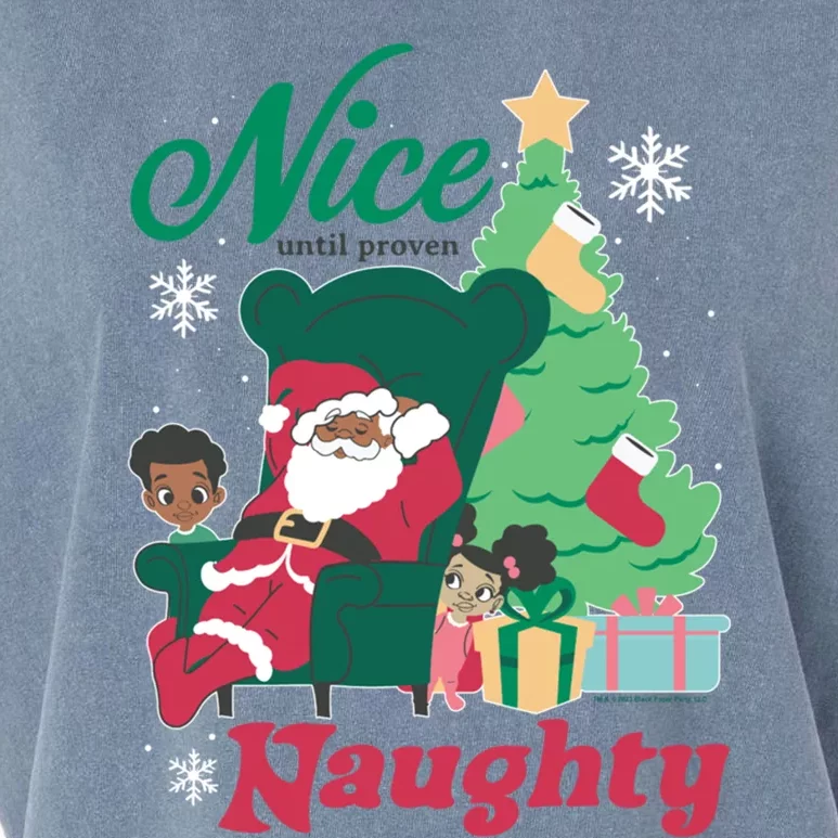 Black Paper Party Christmas Nice Until Proven Naughty Santa Meaningful Gift Garment-Dyed Women's Muscle Tee