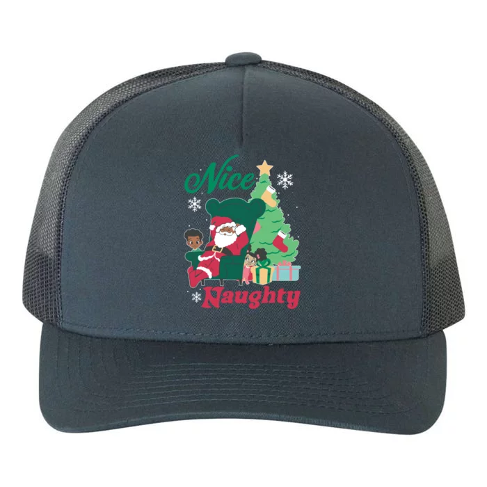 Black Paper Party Christmas Nice Until Proven Naughty Santa Meaningful Gift Yupoong Adult 5-Panel Trucker Hat