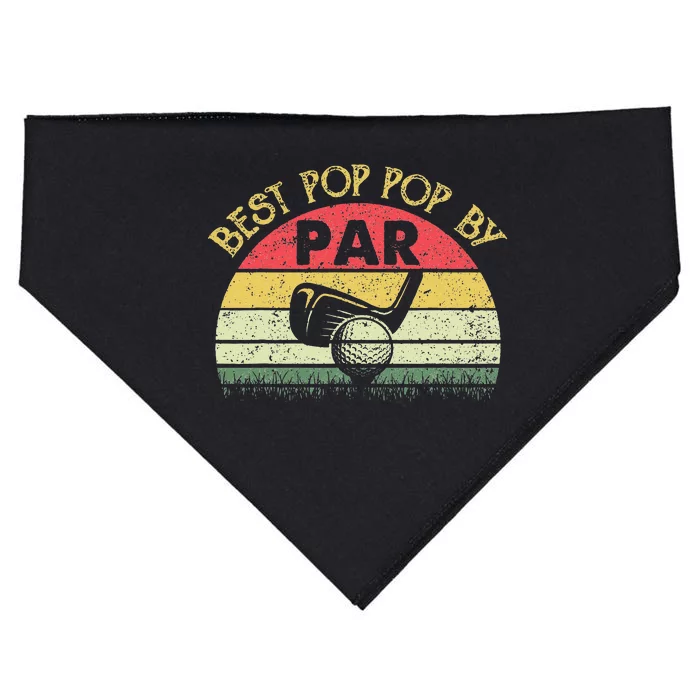 Best Pop Pop By Par Fathers Day Golf Golfing Gift USA-Made Doggie Bandana