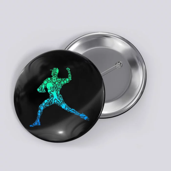 Baseball Pitcher Player Men Kids Button