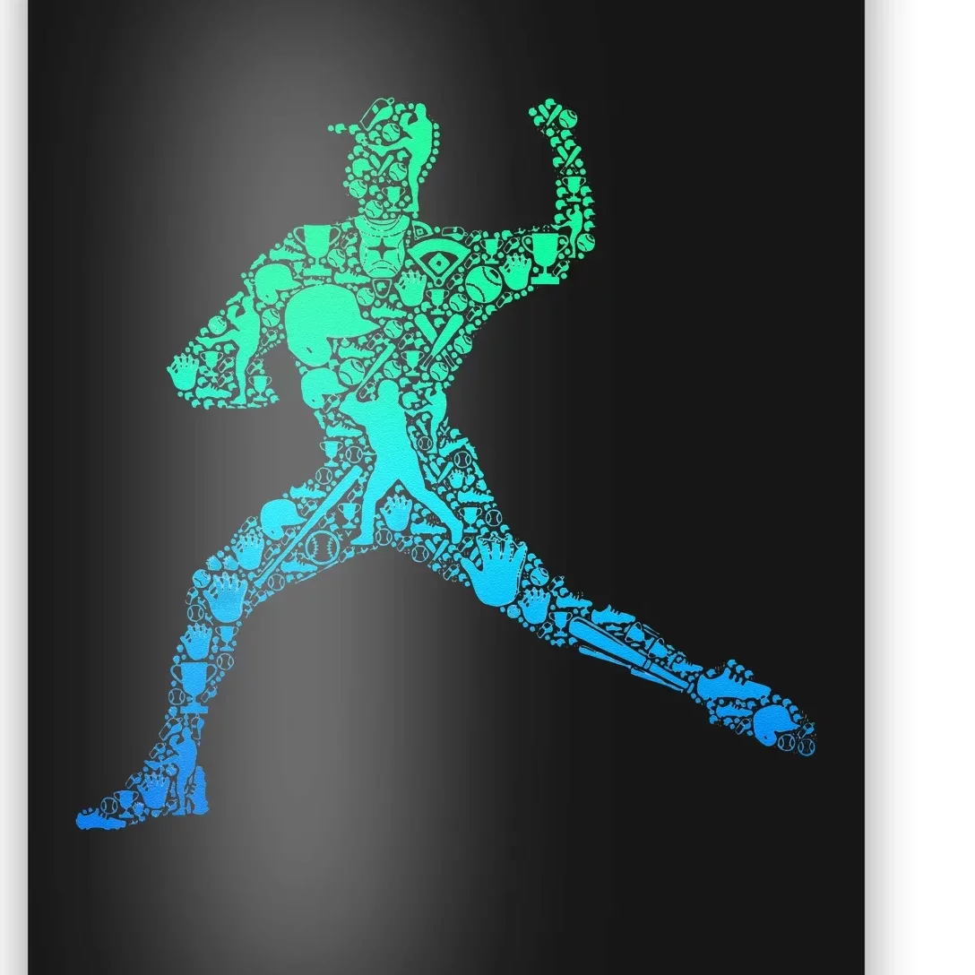 Baseball Pitcher Player Men Kids Poster