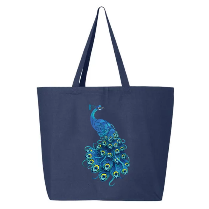 Blue Peacock Print Teal Feathers Bird Lover Gifts 25L Jumbo Tote