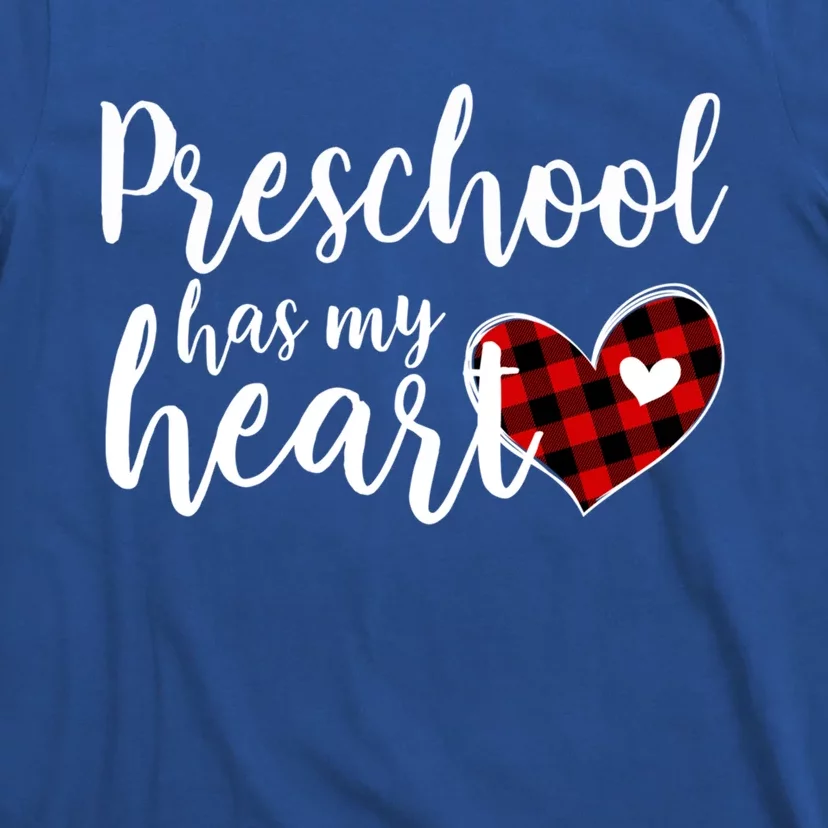 Buffalo Plaid Preschool Has My Heart Teacher Valentines Day Gift T-Shirt