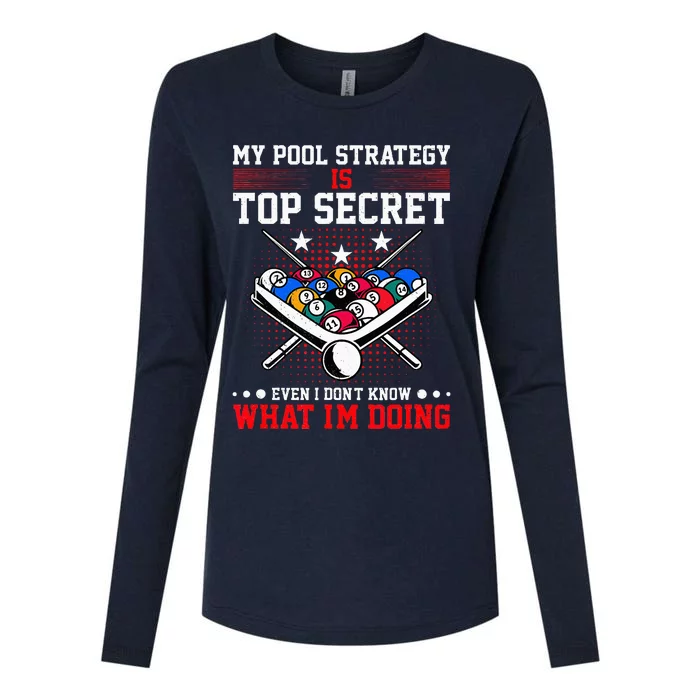 Billiard Pool Player My Strategy Is Top Secret Womens Cotton Relaxed Long Sleeve T-Shirt